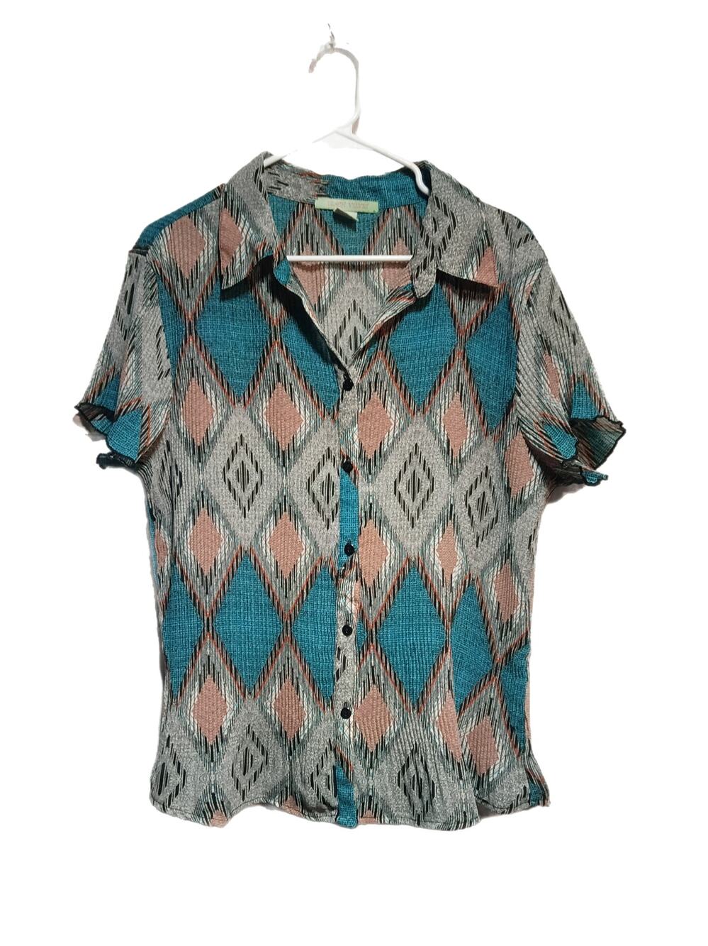Peach Velvet Women's Button Up Shirt Size 16W